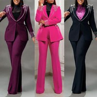 High quality Handmade Pearl Long sleeved Slim fit Stretch Suit Two piece Suit Commuting Parties