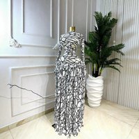 2026 Arrival Slimming Long Dress round Neck Long Sleeve Printed Fashionable European American Style Clothing