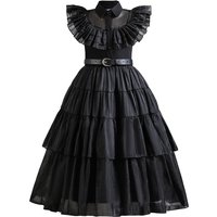 Mother & Kids Girls‘ Mesh Hollow Cake Dress Cosplay Addams Family Wednesday Dress