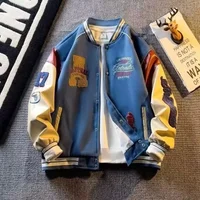 2025 Neue Frühjahr Männer Woolen Jacke Bestickt Vintage Stil Koreanische Trendy Baseball Uniform Patchwork Leder Mantel