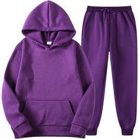 Men's & Women's Solid Color Hoodie Sweatshirt & Jogger Pants Set - Cozy Fleece Pullover With Ribbed Hem, Streetwear Casual Outfit, Unisex Loungewear