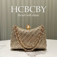 Gold Glitter Luxury Rhinestone Decoration Evening Bag Women's Stylish And Elegant High End Clutch Bag