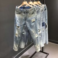 Clothing Ripped jeans summer trendy pants slim light nine point skinny pants
