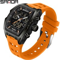 Stylish Sport Watch Multifunction Display Luminous Hands 50M Water Resistance Bucket Shaped Case