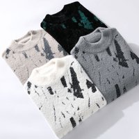 Clothing Fashion Personality Graffiti Half Turtleneck Thickened Sweater Knitted Sweater Wool