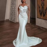 Clothing Long Sleeved Wedding Dress Slim Fitting Mermaid Style Design Sexy Beauty Birthday Gown High End