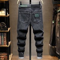 High End Slim Fit Jeans for Men Stretchy Casual Versatile Black Denim Spring Autumn Trendy Clothing