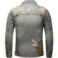 Men's Casual High Street Style Printed Denim Jacket American Trendy Retro Workwear for Autumn Winter