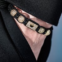 Adjustable Braided Crown Design Bracelet Sparkling Synthetic Zirconia Stones Elegant GoldenTone