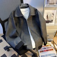 Vintage Style PU Leather Jacket Windproof Casual Hooded Coat Zipper Closure Slim Fit Spring & Autumn 
