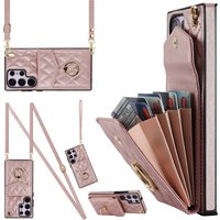 For Samsung S24Ultra diagonal organ leather case A15 card phone case NOTE20 ring phone case