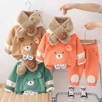 Clothing Autumn Fleece Thickened Two-Piece Set Baby Boys‘ Winter Outfit 1-3 Years Old Trendy Clothes
