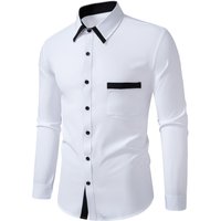 Clothing Matching Business Slim Casual Shirt Contrast Long Sleeved Shirt Cardigan