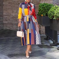 Printed MIDI Bow Collar Seven quarter Sleeves