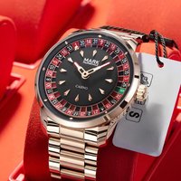 Men Funny Quartz Watch Recessed Wheel Design Arabic Numerals Rotating Dial Roulette Clock Watch