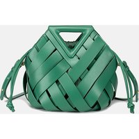 Autumn Winter Inverted Triangle Handwoven Genuine Leather Shoulder Crossbody Large Capacity Mother Daughter Bag