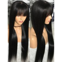 hot selling Bone Straight Fringe Bob 100% Human Wig For Women Brazilian Hair Full hine Made With Bangs