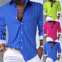 Clothing Autumn Winter Striped Lapel Cardigan Hot Sale Striped Long Sleeve Shirt