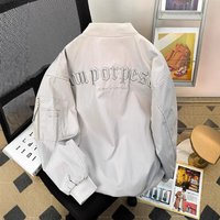  Embroidered Baseball Jacket Streetwear Vintage Varsity Bomber Waterproof & Windproof Design Casual Loose Fit Spring