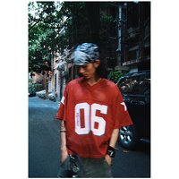 Clothing Retro Summer Loose Silhouette Breathable Mesh Letter Printing Hollow V Neck Short Sleeved T Shirt