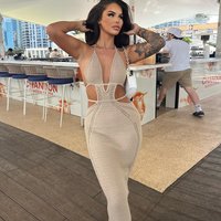 pure want to hang neck wrap chest hollow splicing lace up dress