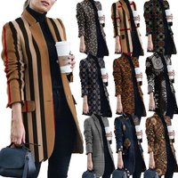 Clothing Autumn Winter Fashion Printed Stand Collar Woolen Jacket