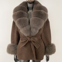 Luxury Double Faced Wool Coat Fox Fur Collar Oversized Winter Coat Elegant Mid Length Trench Coat Casual & Office Wear