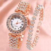 Fashionable Roman patterned diamond inlaid women’s Quartz bracelet Women’s watch