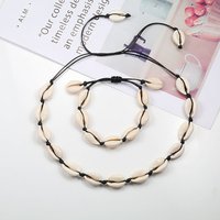 Hawaiian style woven jewelry set shell necklace handmade bracelet clavicle chain anklet bracelet beach spot