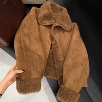  Reversible Suede Look Shearling Jacket – Winter Polo Collar Coat Double Faced Warmth 