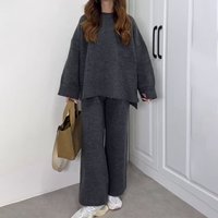 European American Clothing Autumn Winter Slim Loose Comfortable Solid Knitted Sweater Suit