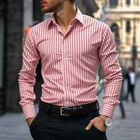 3D Printed Striped Shirt β Stretchable Business Casual Button Down Wrinkle Free Tech β