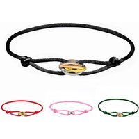 Designer Hand Woven Couple Stainless Steel DIY Bracelet With Color And Three Ring Adjustable Bracelet, Women's