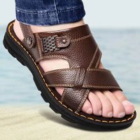 Summer Sandals Genuine Leather Non slip Slippers Outdoor Thick Soles Beach Shoes Comfor Soft Alias
