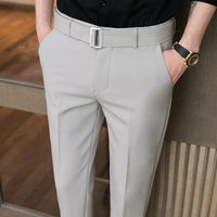 Summer New Drop Feeling Elastic Pants For Men's Korean Slim Fit Feet 9/10 British Casual Pants