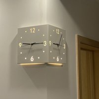 Dual Sided Wall Clock – Modern Square Design Silent Sweep Movement Living Room Bedroom & Office 