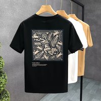Clothing Popular Printed Short sleeved T shirt Trendy Brand Round Neck Clothes 2023 Summer Korean Version Slim Half Sleeves