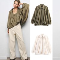 Spring Women's Fashion Puff-Sleeve Bomber Jacket - Versatile & Stylish, Relaxed Fit, Polyester Blend, Urban Streetwear
