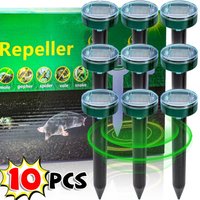 1 10pcs Solar Powered Ultrasonic Sonic Mole Pest Rodent Repellent Yard Outdoor Lawn Backyard Farmland Mouse Repeller