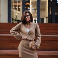 Elegant Ribbed Knit Sweater & Mini Skirt Set – Slim Fit Long Sleeve Cardigan Button Detail 