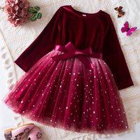 Clothing Autumn Winter Long Sleeve Dress Star Gradient Mesh Princess Dress Christmas Dress