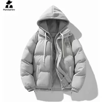 Winter Jacket Fake Thick Hooded Coat Korean Trend 2 Pieces Cotton Padded Warm Coat Japanese Style Collection