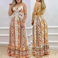 Clothing Printed Sexy Backless Tie Elastic Temperament Elegant Cool Suspenders Female Long Skirt