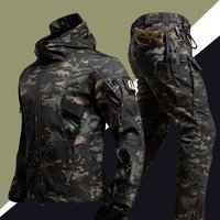 Clothing Camouflage Softshell Jacket Set Winter Outdoor Fleece Lined Windproof Military Tactical Mountaineering Suit Cold Protection