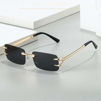 VOOTHOST New Rectangle Rimless Sunglasses Retro Brand Designer Clear Ocean Gradient Eyewear Men Women UV400 Sun Glasses F0285