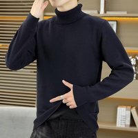 Clothing Turtleneck Plus Velvet Sweater Autumn Winter Solid Casual Base Layer Sweater Trendy Simple Handsome Pullover Sweater
