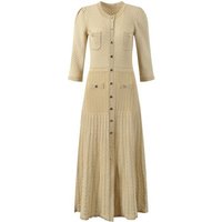 Clothing Autumn Thread Round Neck Hook Flower Single Breasted Hollow Slim Knitted Dress