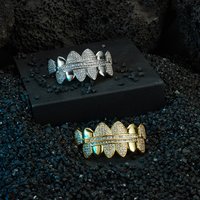 Canine mirror mixed inlay hip hop trend braces inlaid with diamonds HIPHOP copper inlaid zirconium full diamond braces