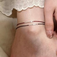 Broken Silver Red Small Rope Niche Design Simple Versatile Single Wear Layered Anklet