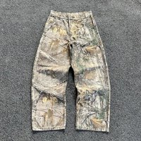 2026 Summer Washed Camouflage Pants Branch American Old Wide leg Loose Straight Jeans